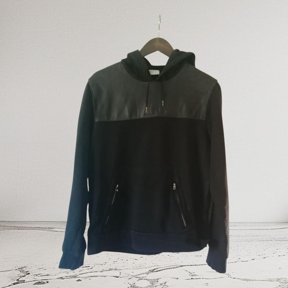 Sandro Paris Black Hoodie with Zipper Pockets